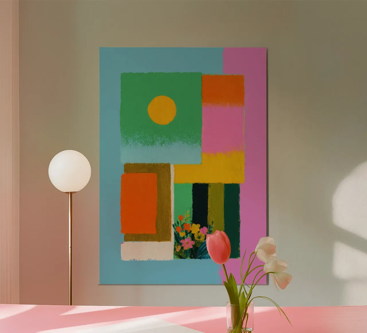 Fiori in vetrina con i colori di Matisse alluminio dibond da Nikis Art Studio