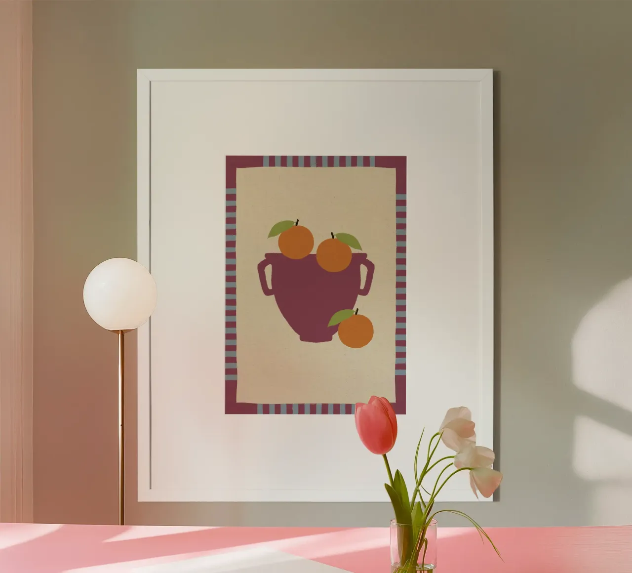 Still Life with Vase and Oranges III - Colorful Edition poster da Shatha Al Dafai