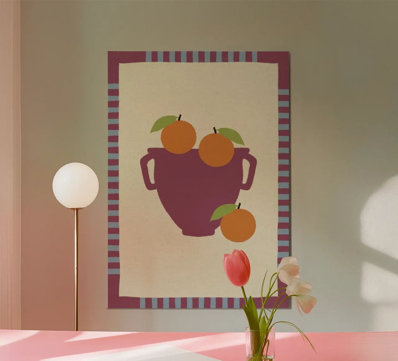 Still Life with Vase and Oranges III - Colorful Edition poster da Shatha Al Dafai
