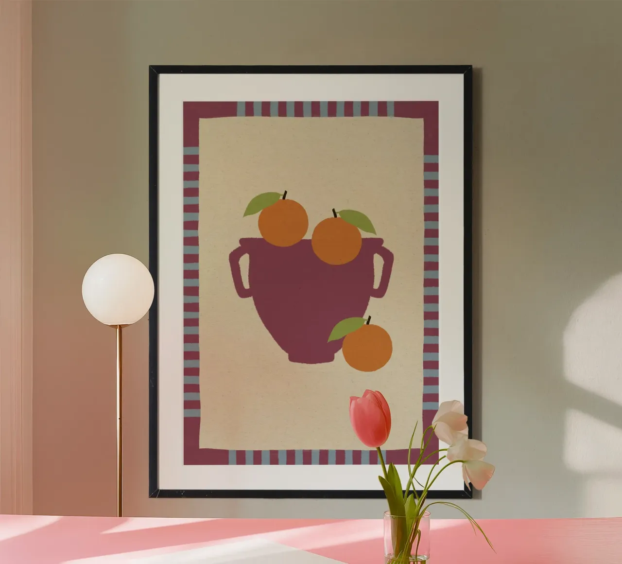Still Life with Vase and Oranges III - Colorful Edition poster da Shatha Al Dafai