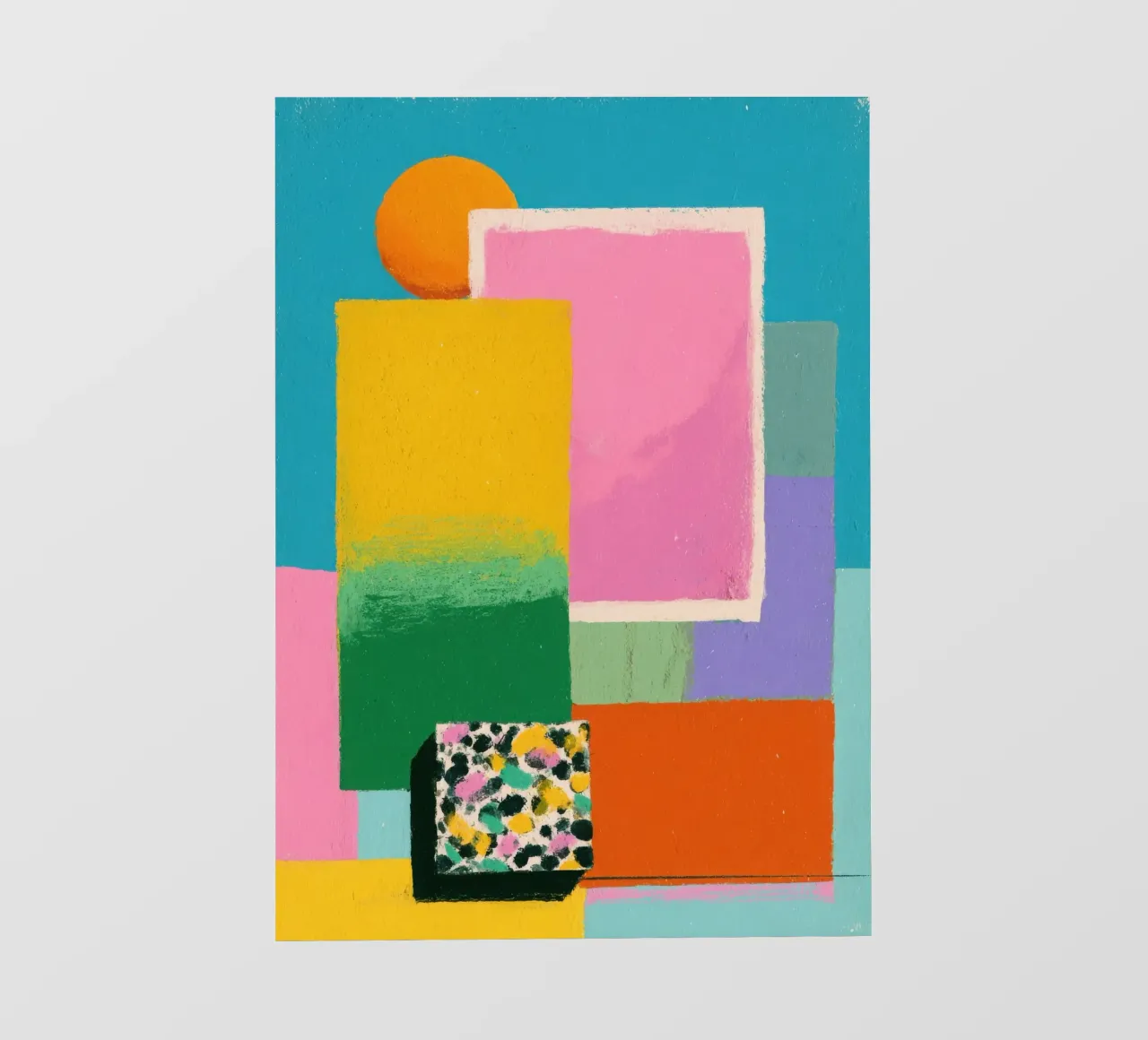 Forme astratte e pastello con accenti floreali telo in pvc da Nikis Art Studio