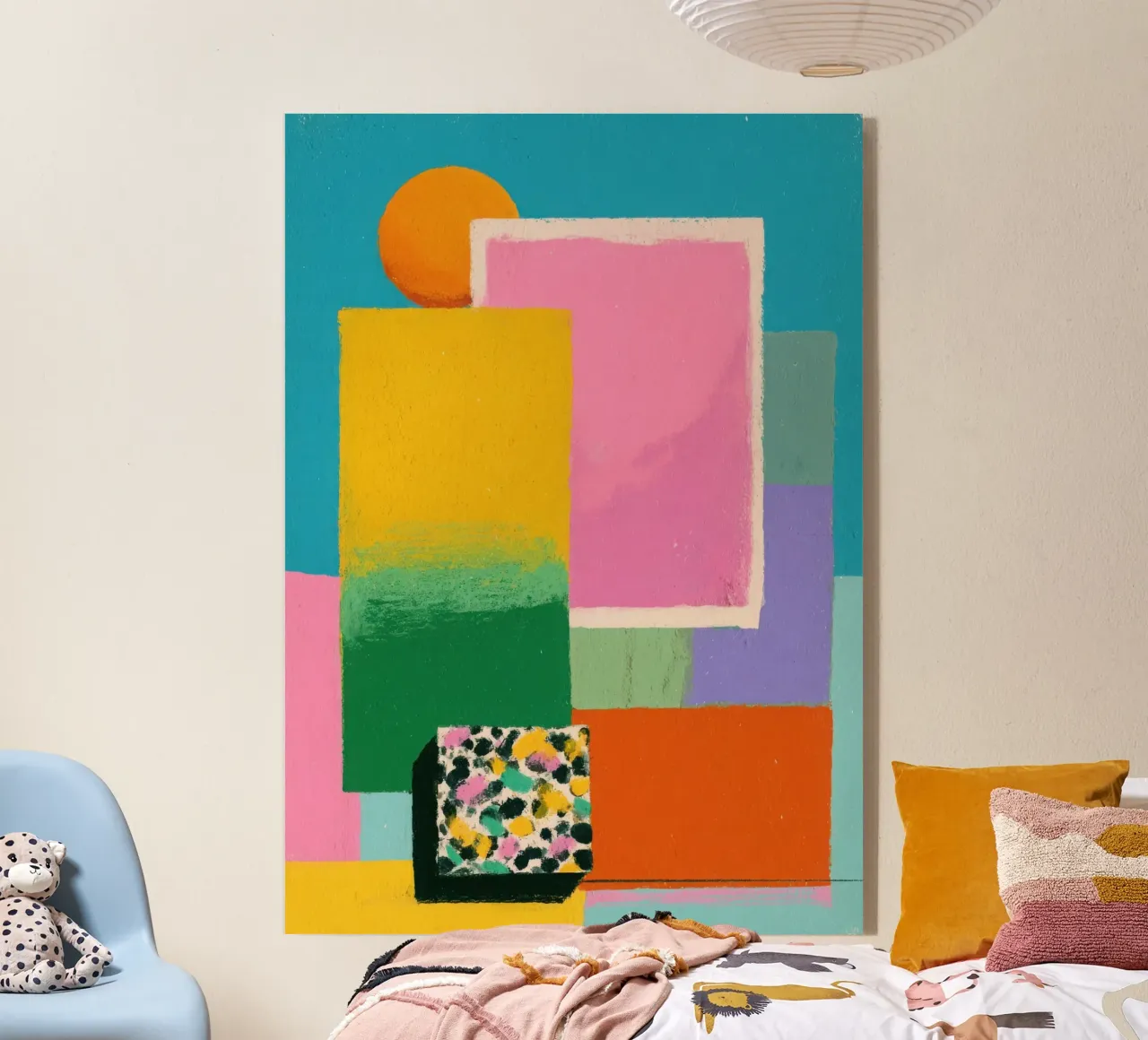 Forme astratte e pastello con accenti floreali plexiglass da Nikis Art Studio