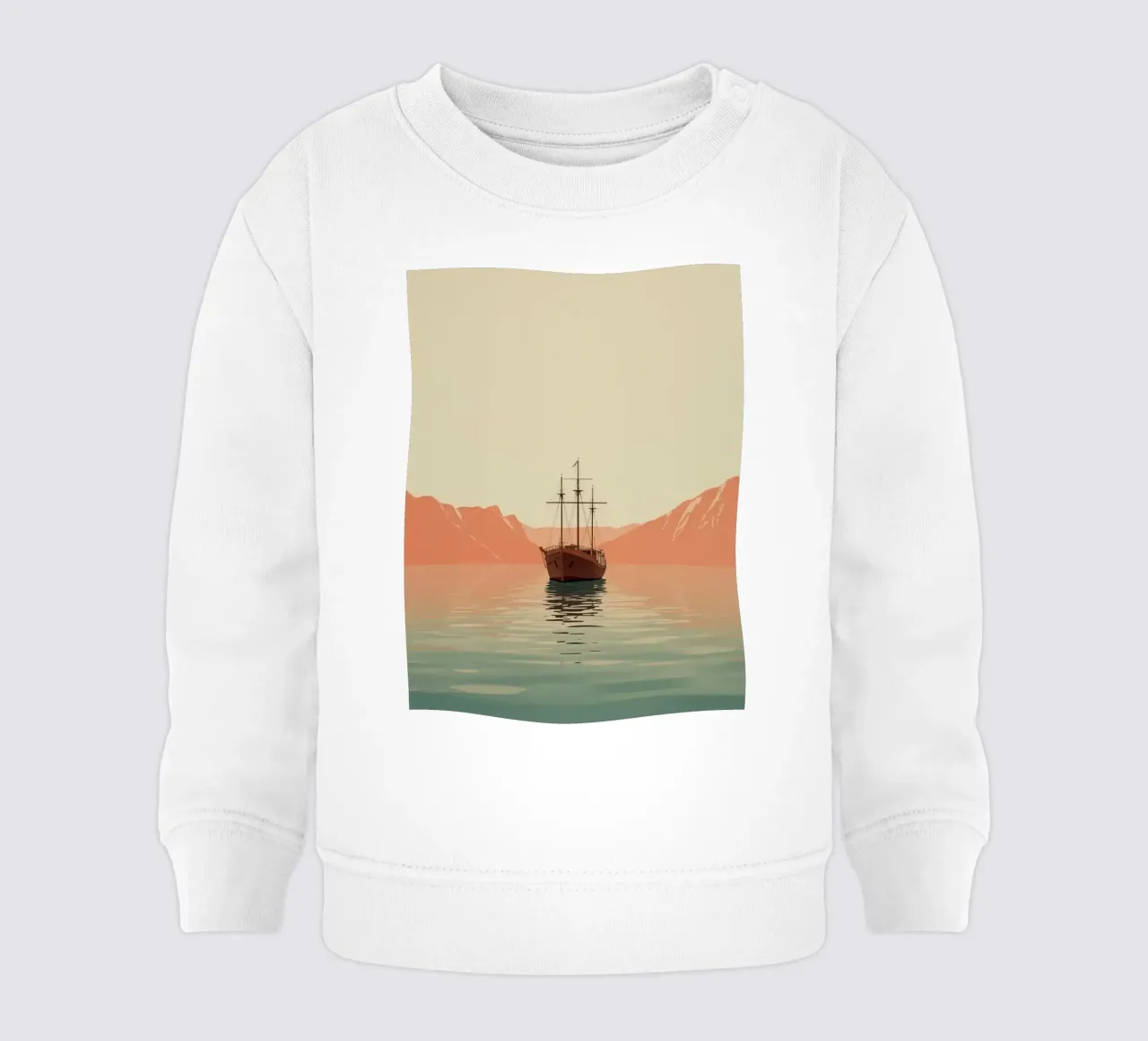 Nave a vela sull'acqua con montagne e cielo felpa neonato da DesignDoodle