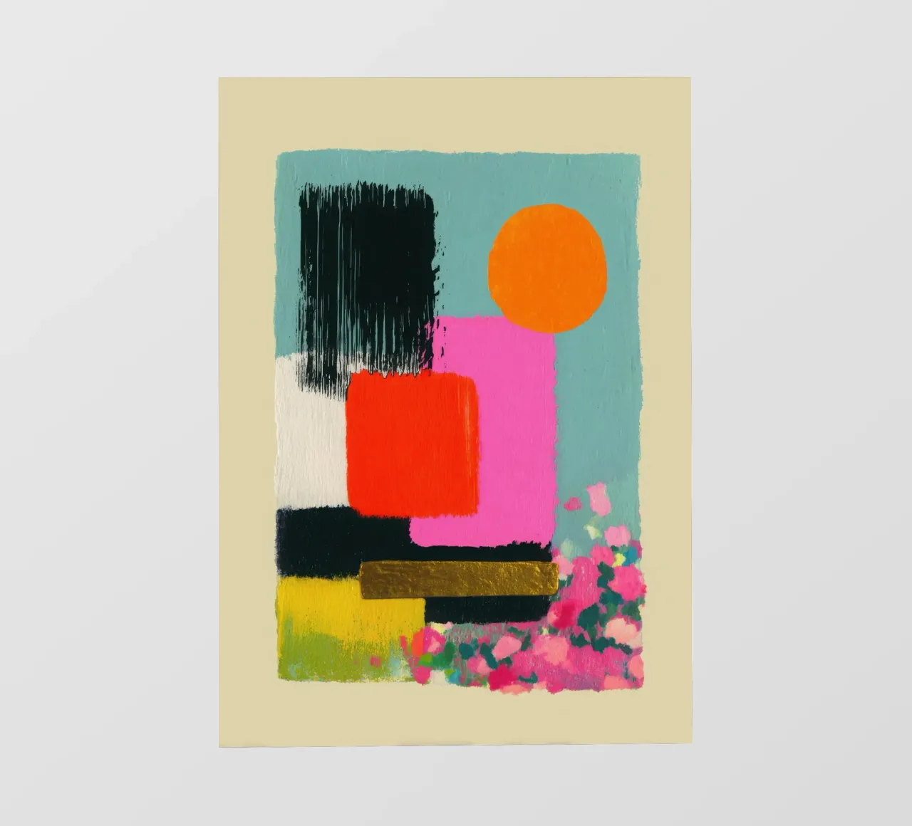 Composizione astratta in rosa e arancione telo in pvc da Nikis Art Studio