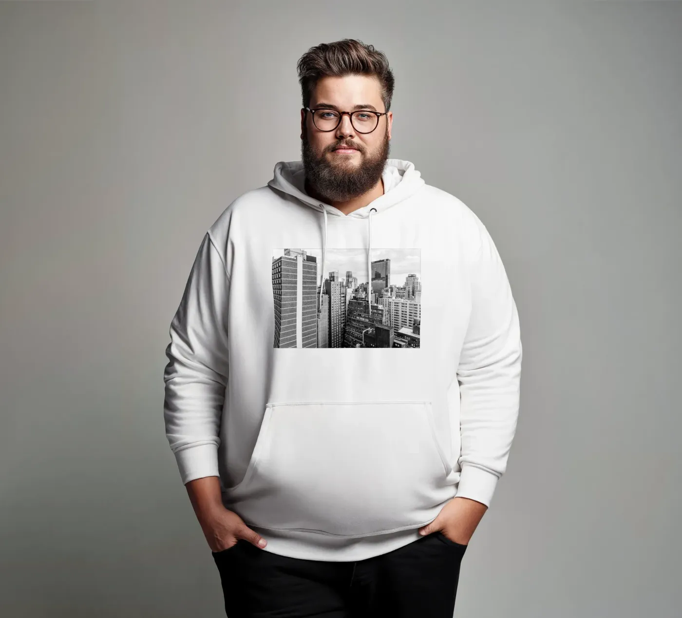 Edificio Skyline B&N felpa con cappuccio da Carinaprint