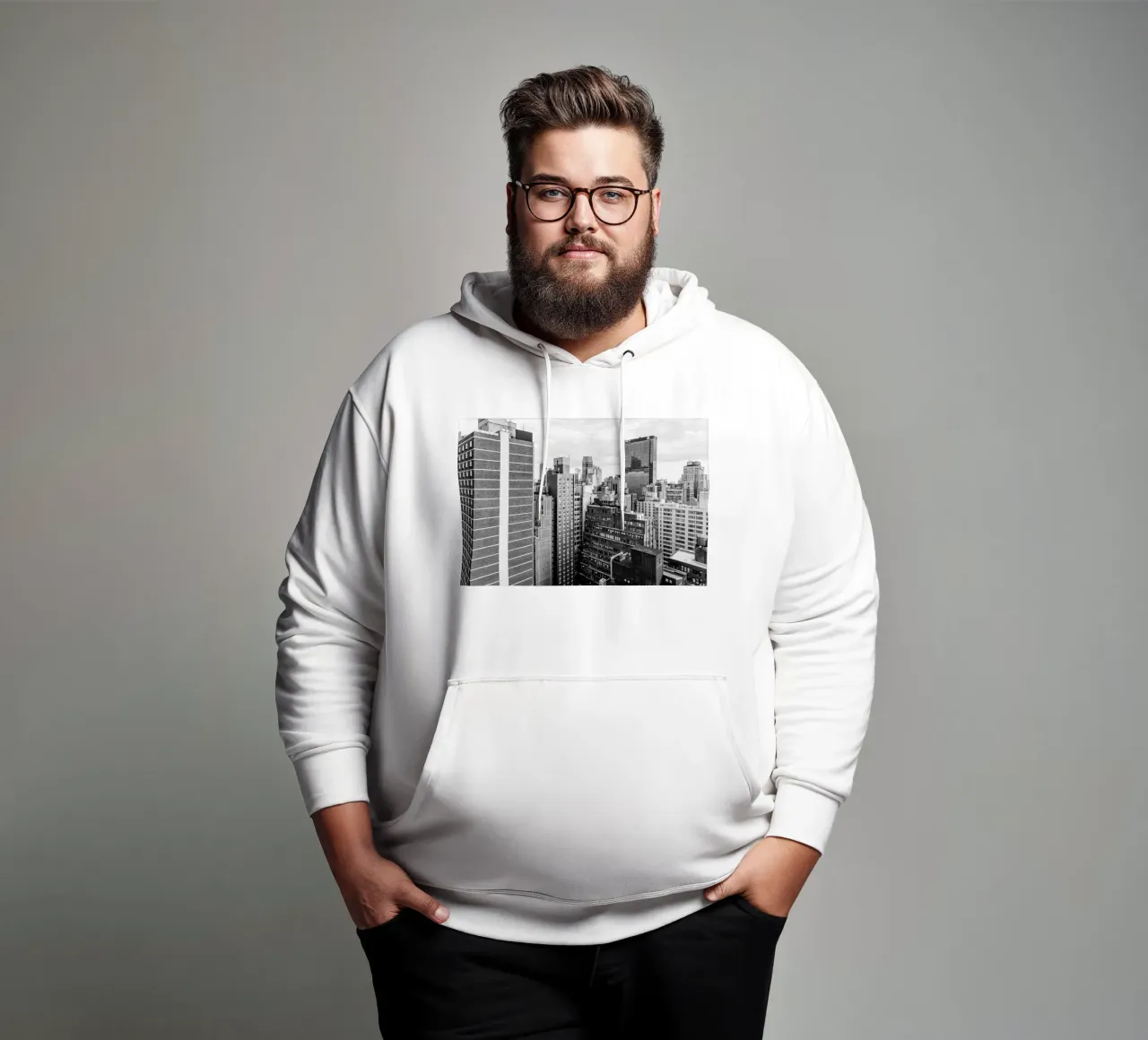 Edificio Skyline B&N felpa con cappuccio da Carinaprint