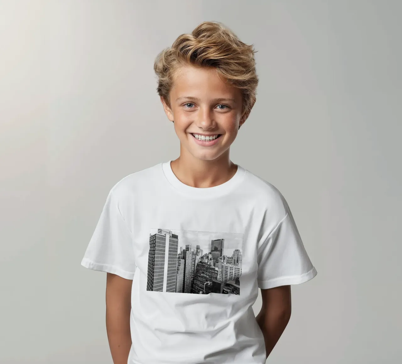 Skyline Building B&W t-shirt bambini da Carinaprint