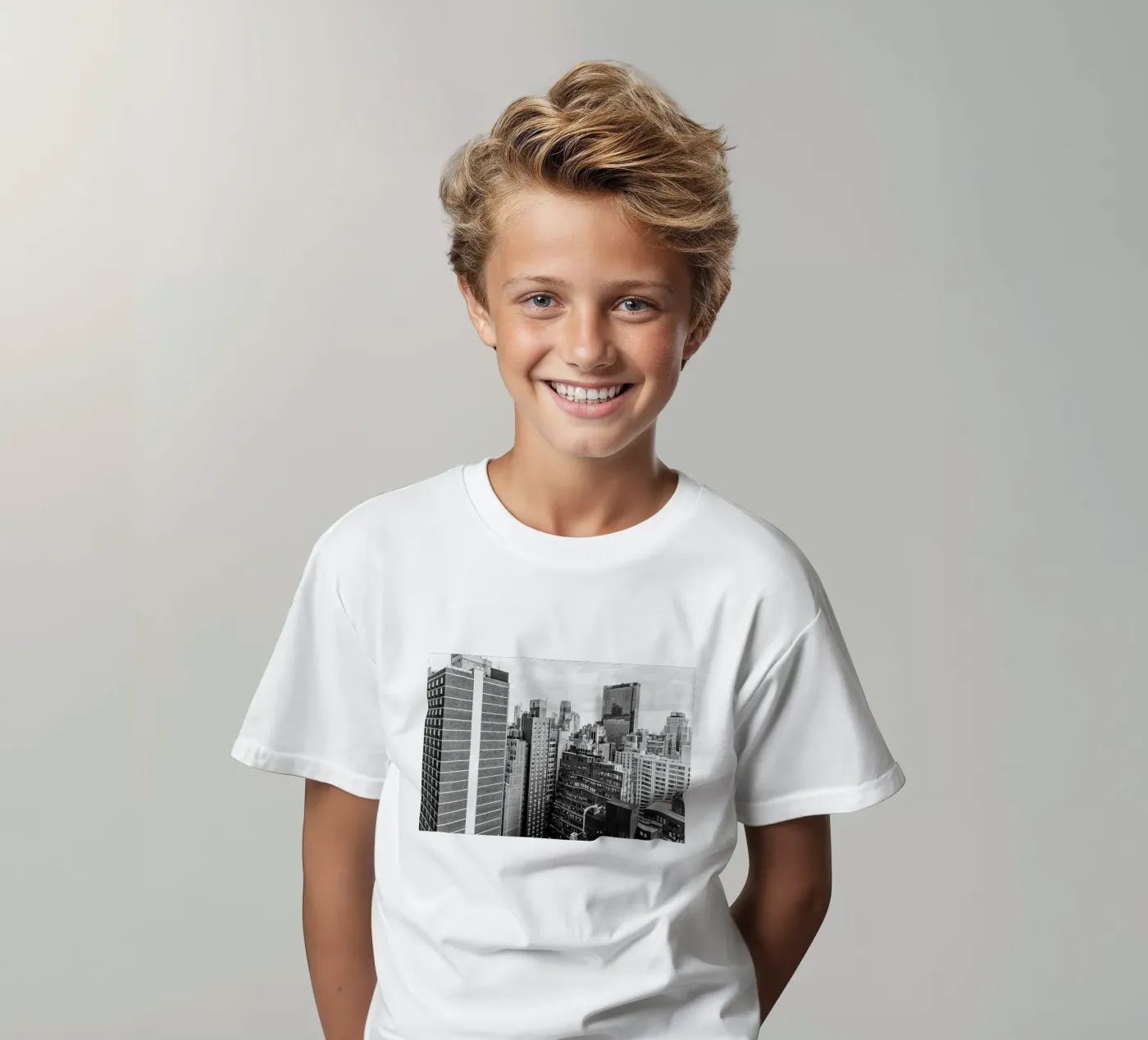 Edificio Skyline B&N t-shirt bambini da Carinaprint