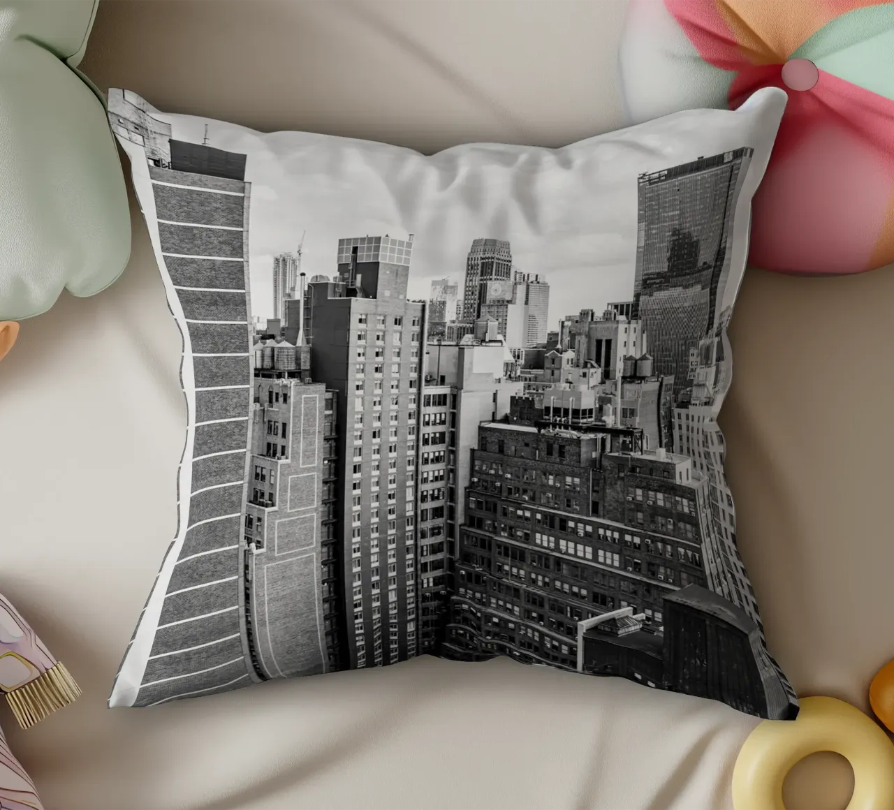 Edificio Skyline B&N cuscino da Carinaprint