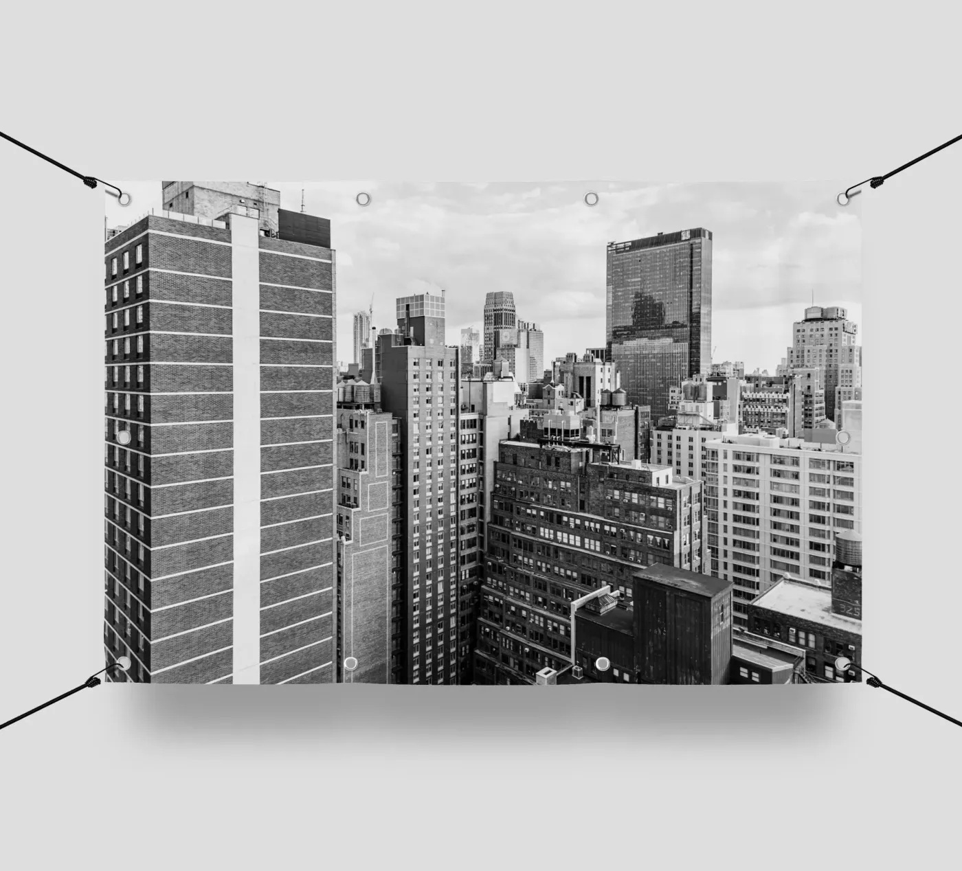 Edificio Skyline B&N telo in pvc da Carinaprint