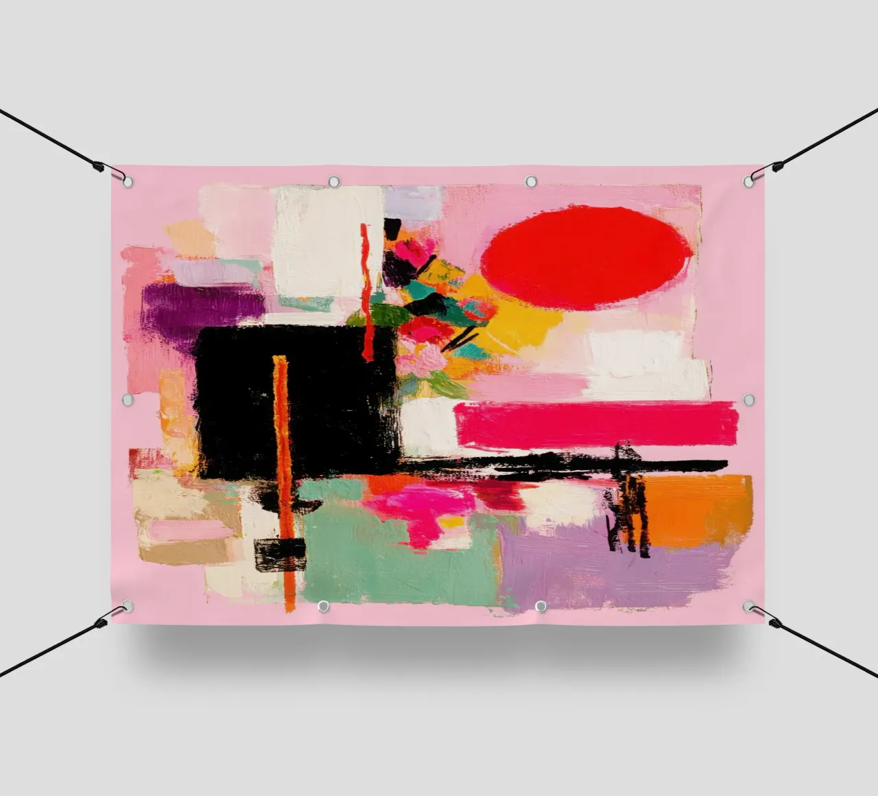 Pittura astratta retrò con sole telo in pvc da Nikis Art Studio