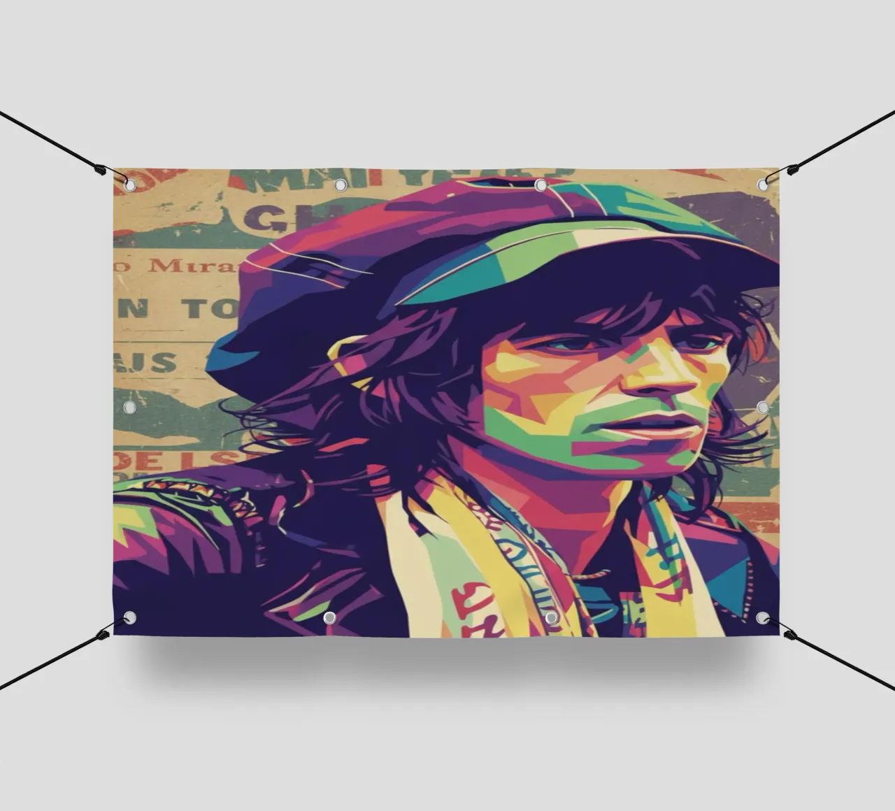 Keith Richards pop art vintage telo in pvc da Hantamrata