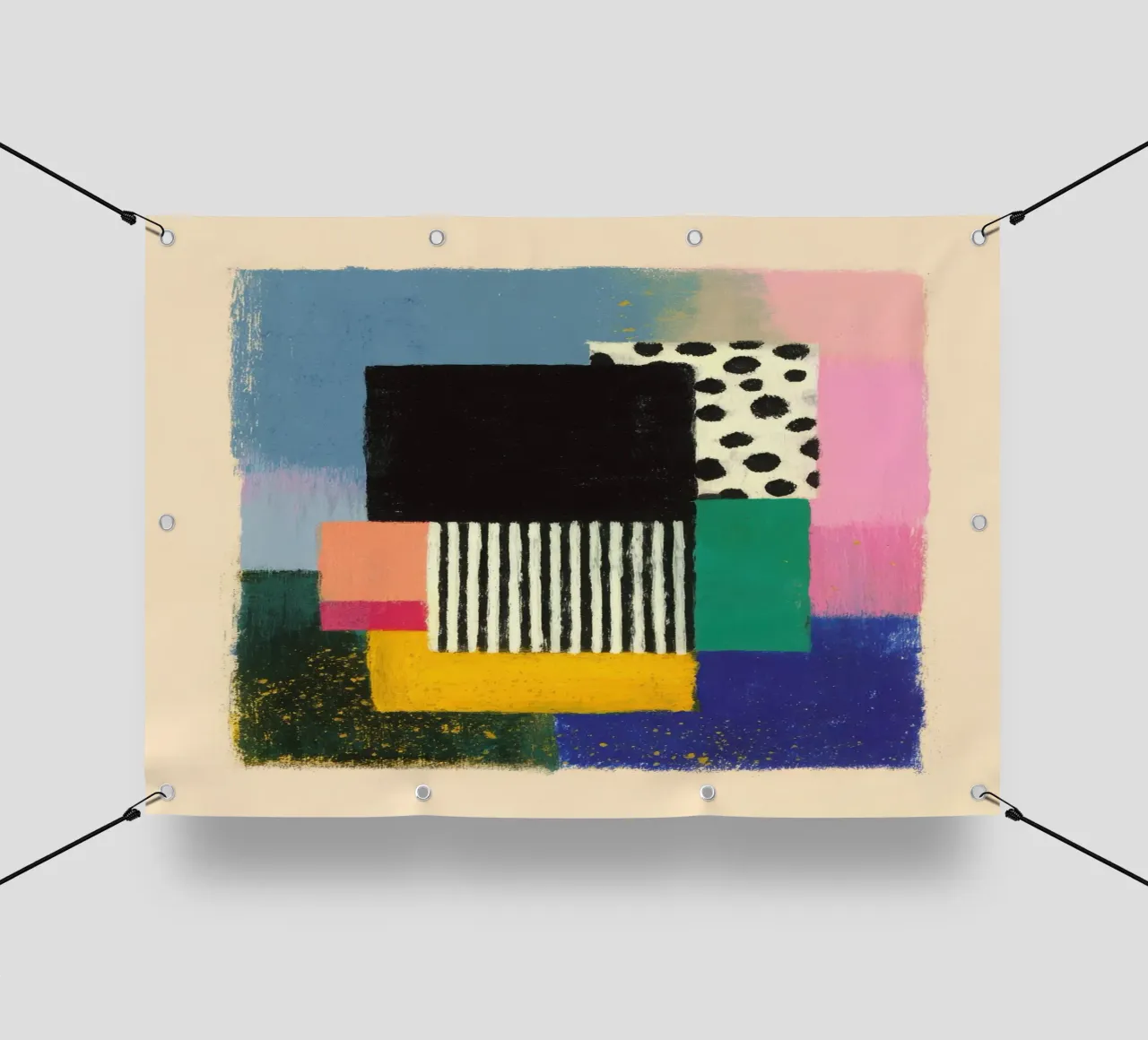 Guazzo astratto con colori pastello telo in pvc da Nikis Art Studio
