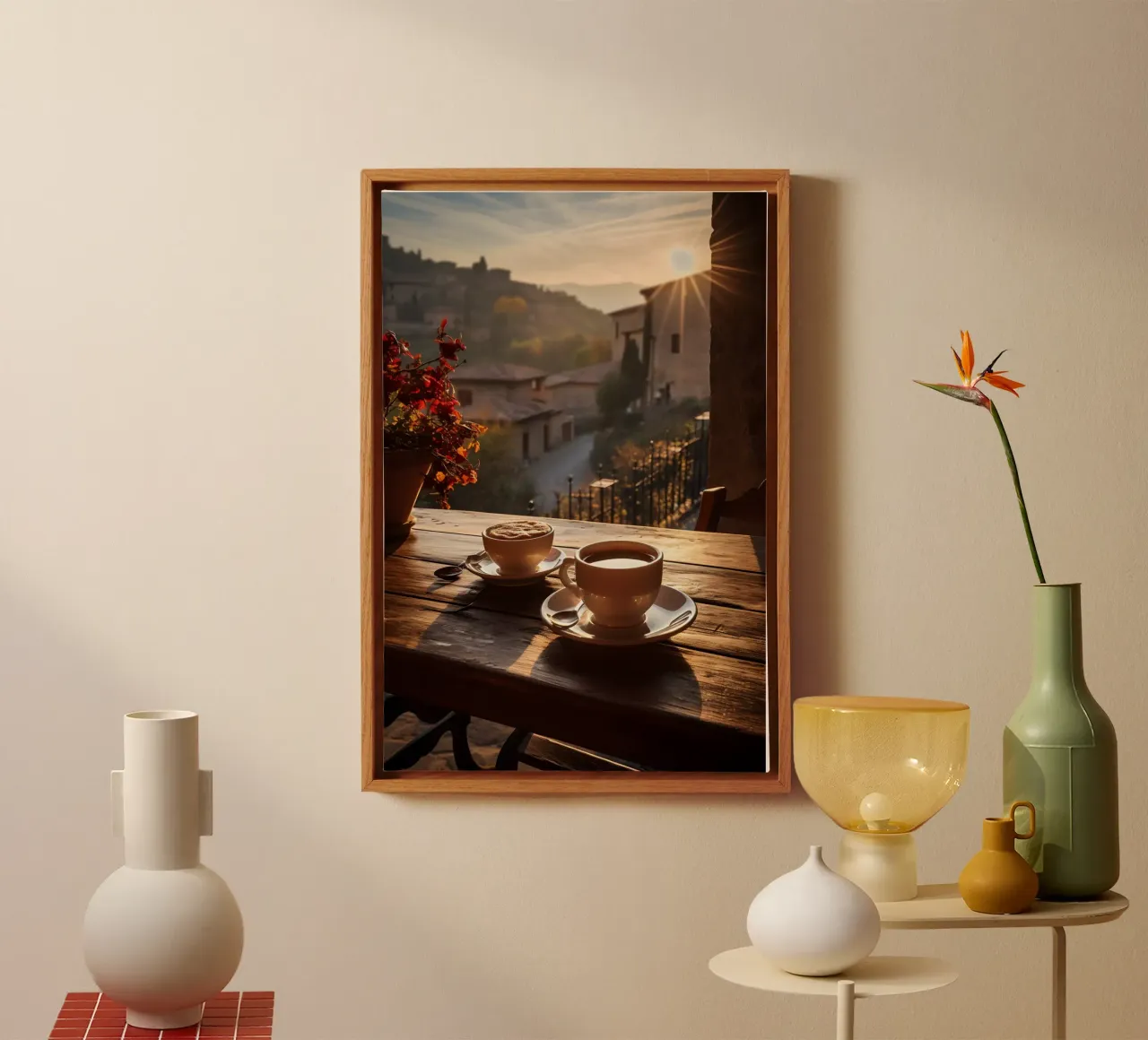 Coffee by the window canvas with Floater frame by M-Ulrich-Digital Art