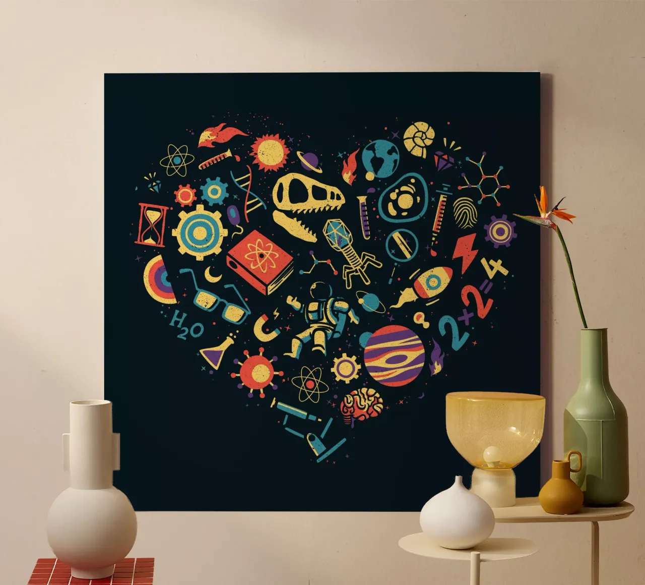 Liefde Wetenschap canvas met Baklijst van Tobe Fonseca
