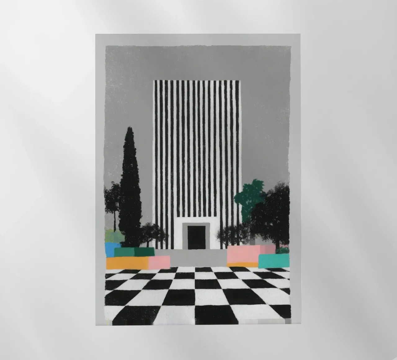 Edificio Art Déco con pavimento a scacchiera pellicola backlit da Nikis Art Studio