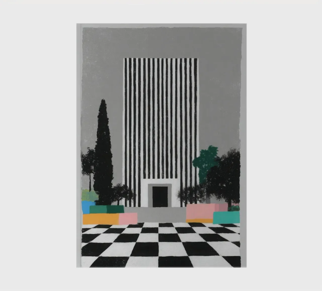 Art Deco building with chequerboard floor notebook by Nikis Art Studio