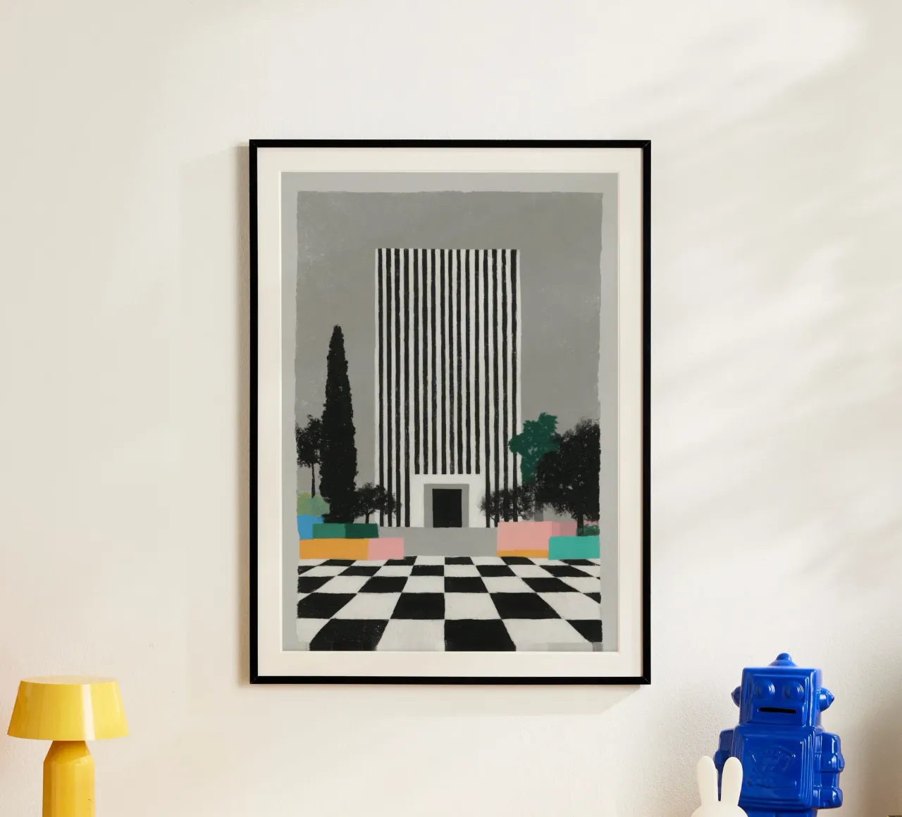 Art Deco building with chequerboard floor hahnemühle by Nikis Art Studio