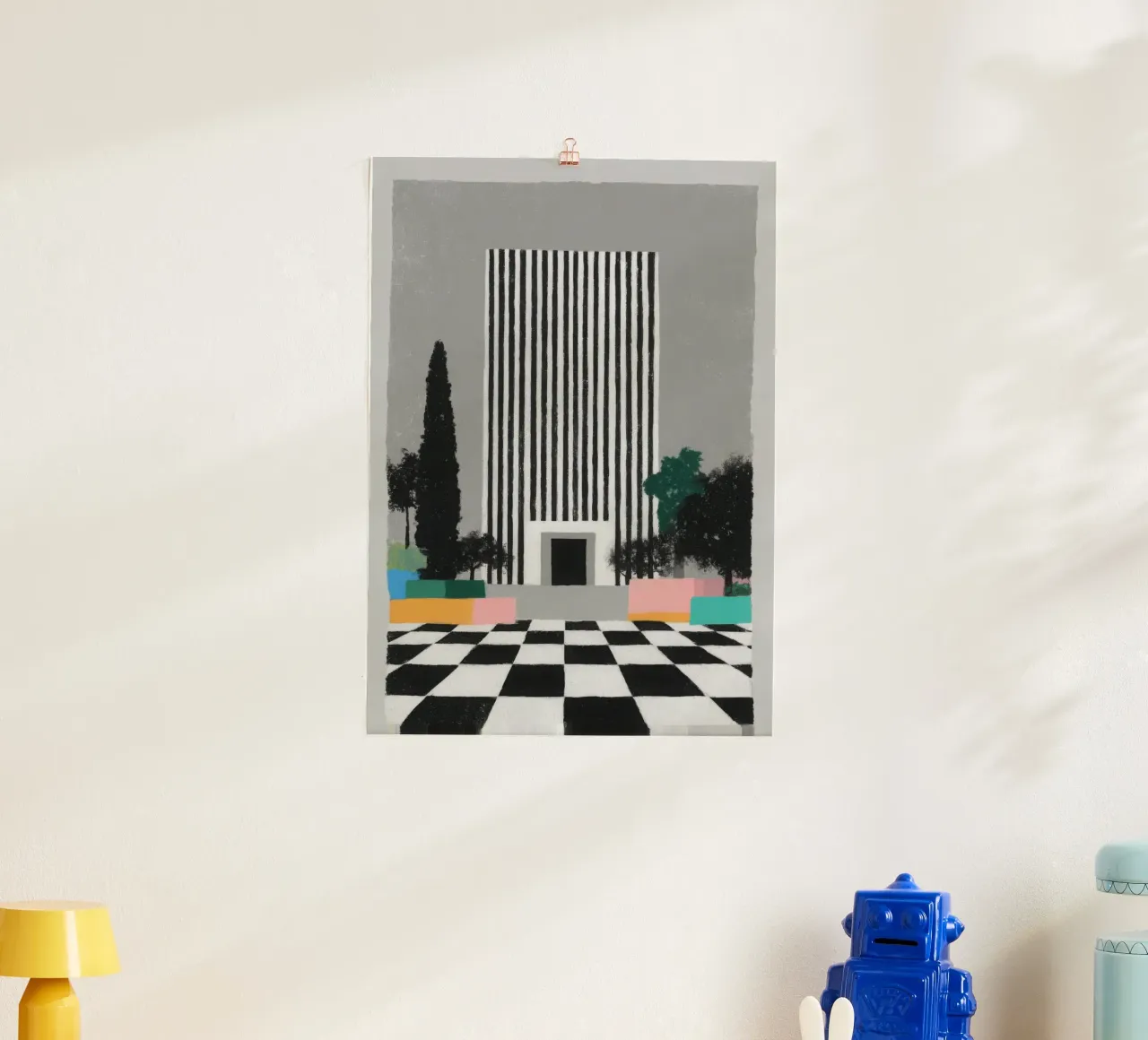 Art Deco building with chequerboard floor hahnemühle by Nikis Art Studio