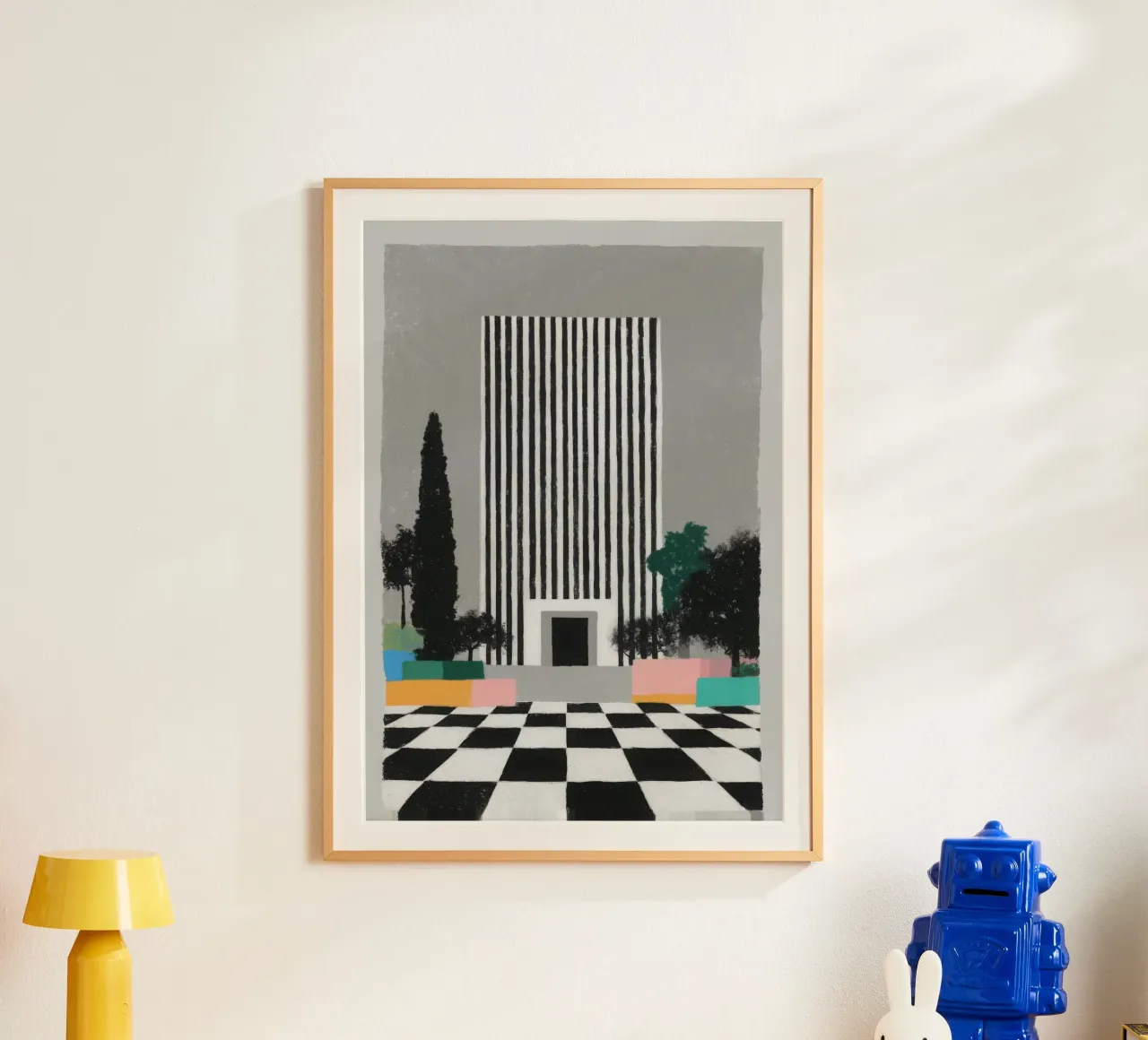 Art Deco building with chequerboard floor hahnemühle by Nikis Art Studio