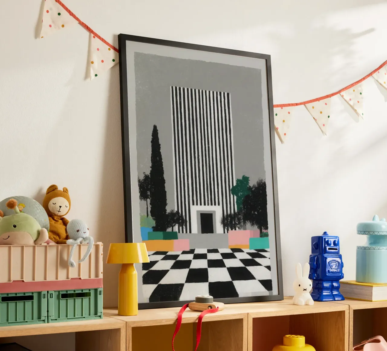 Art Deco building with chequerboard floor hahnemühle by Nikis Art Studio