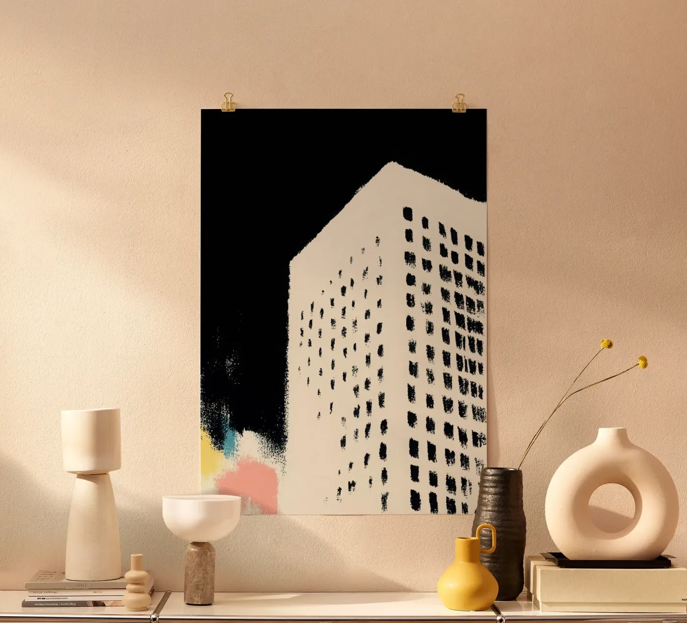 Bâtiment Risograph minimaliste poster de Nikis Art Studio