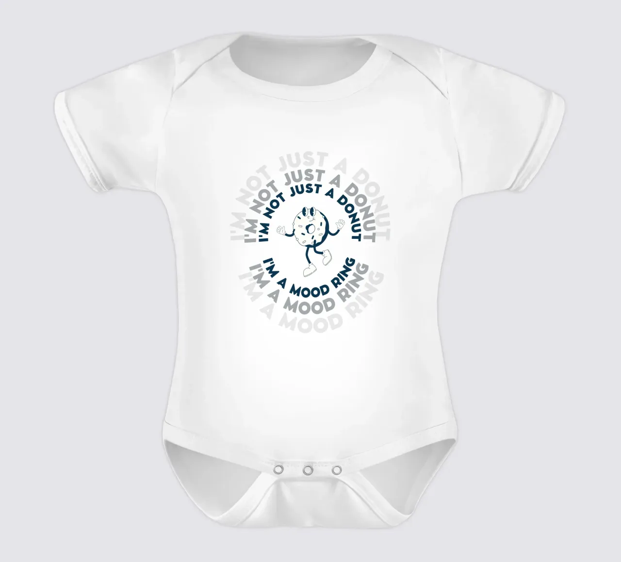 Retro Comic Charakter I'm Not Just A Donut Blau Weiß Kurzarm Babybody von Studio Frances M