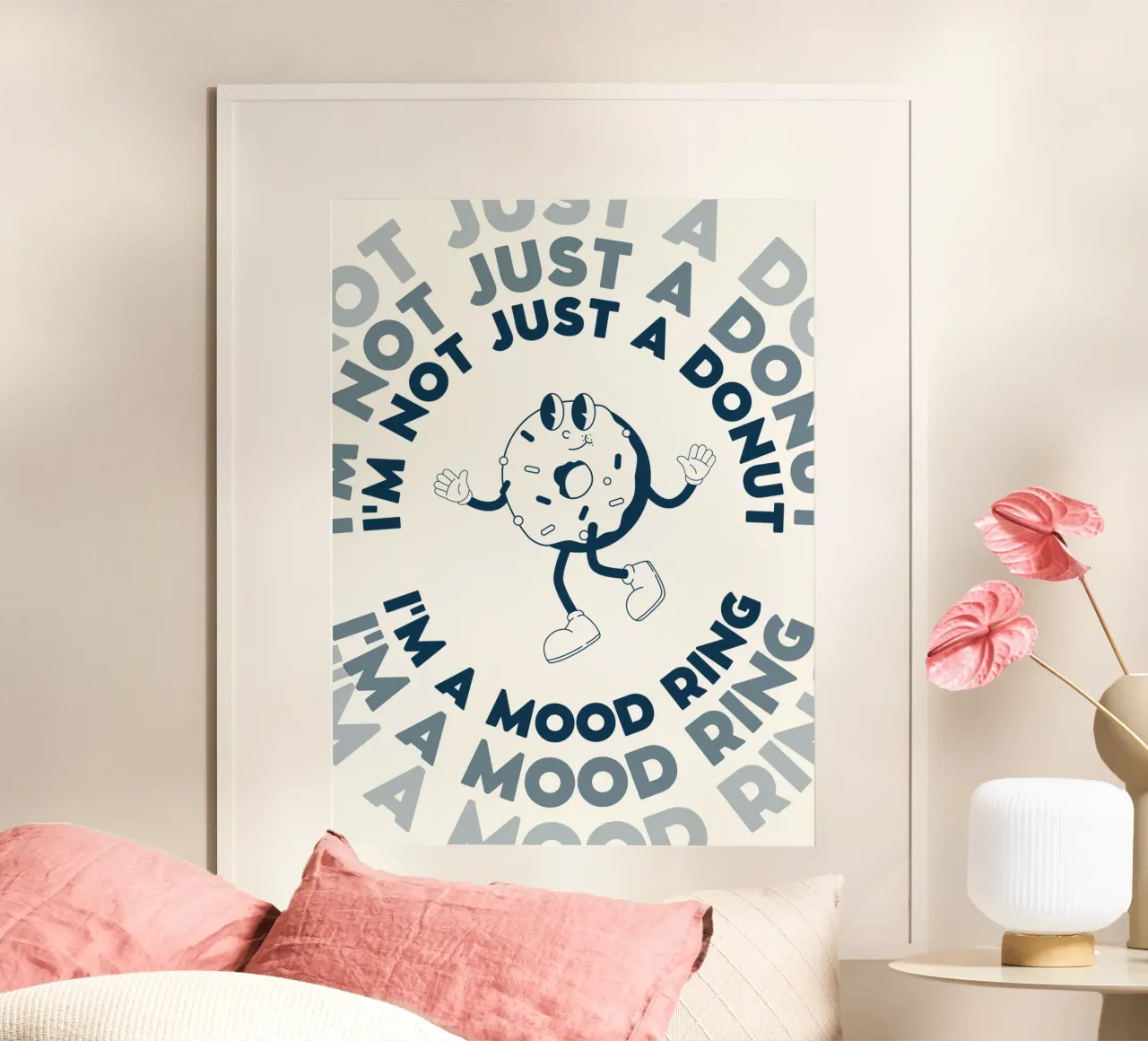 Retro Comic Charakter I'm Not Just A Donut Blau Weiß Hahnemühle von Studio Frances M