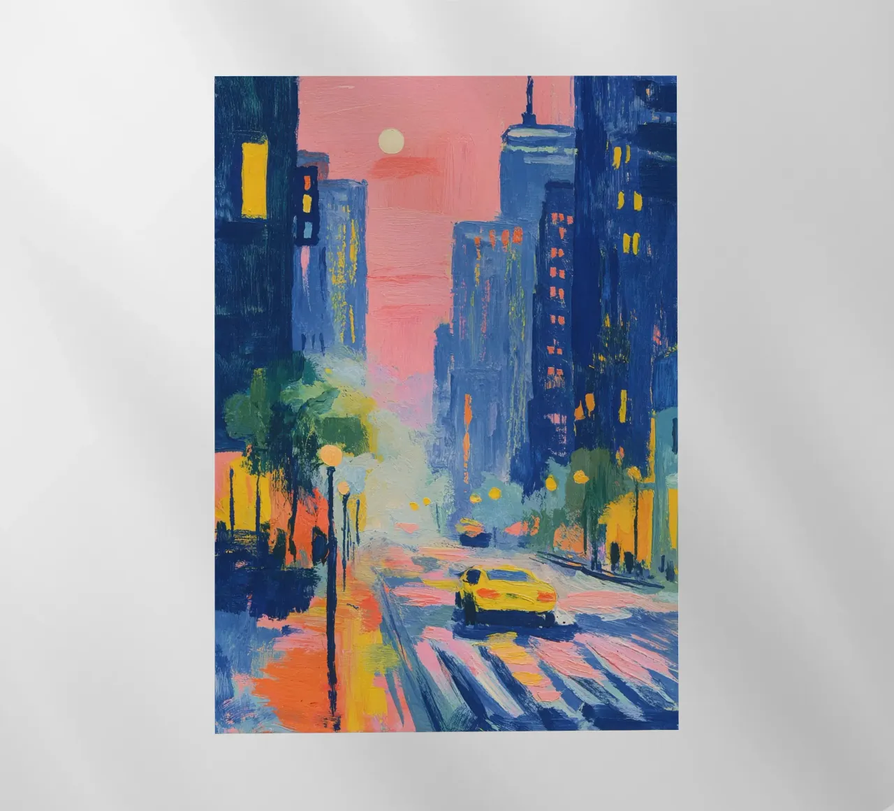 Paesaggio urbano di New York in rosa e blu pellicola backlit da ArtByNiki