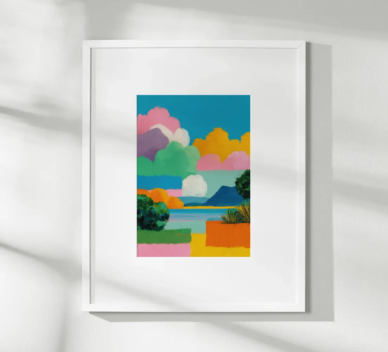 Paesaggio colorato con lago e nuvole carta hahnemühle da Nikis Art Studio