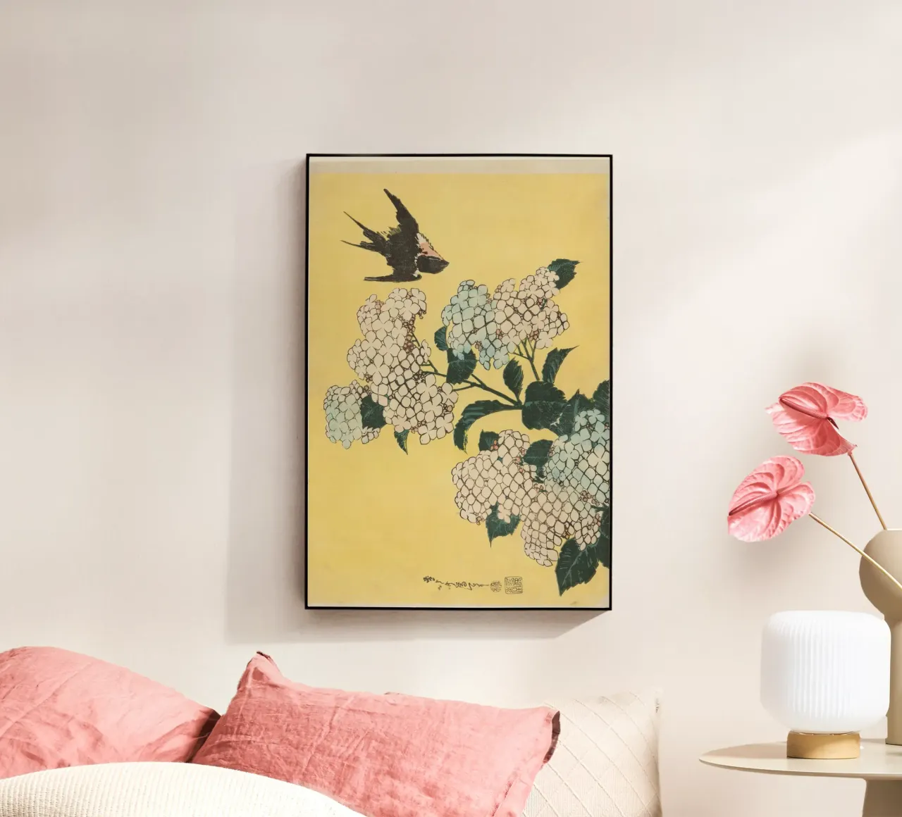 Hydrangea and Swallow plexiglass da vintageshop