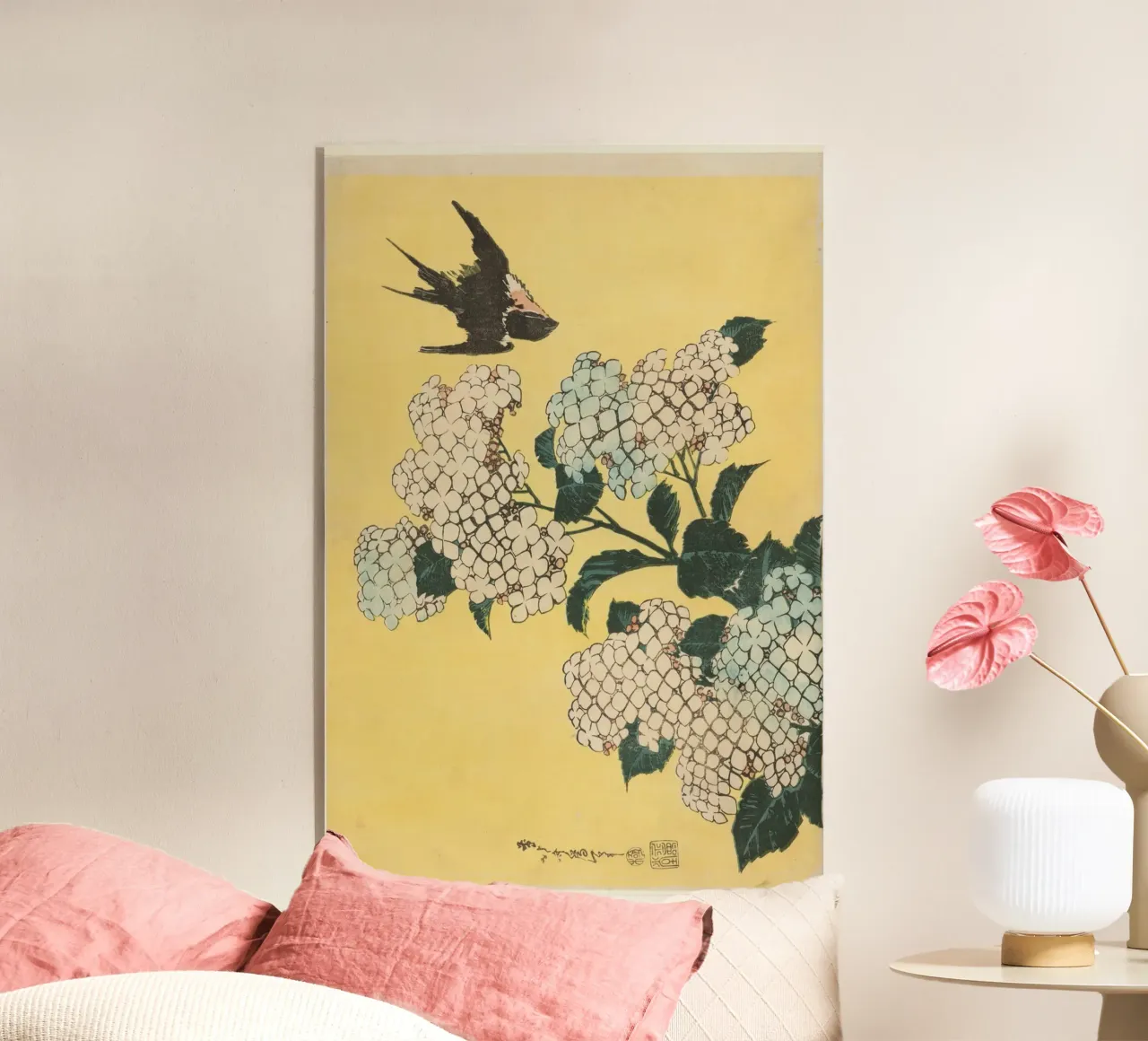 Hydrangea and Swallow plexiglass da vintageshop