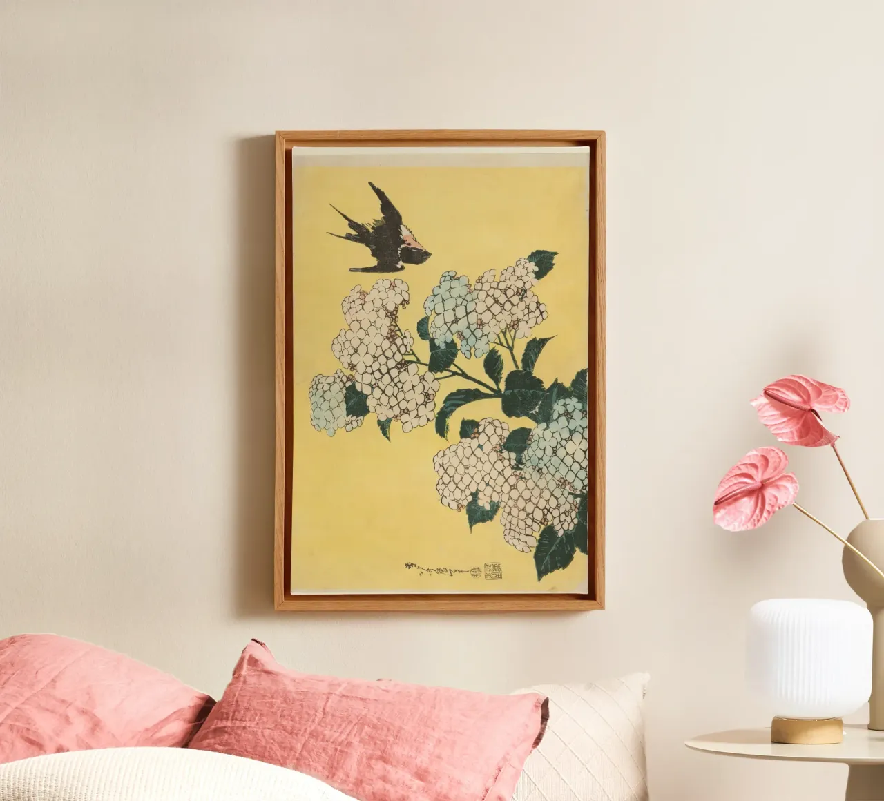 Hydrangea and Swallow tela da vintageshop