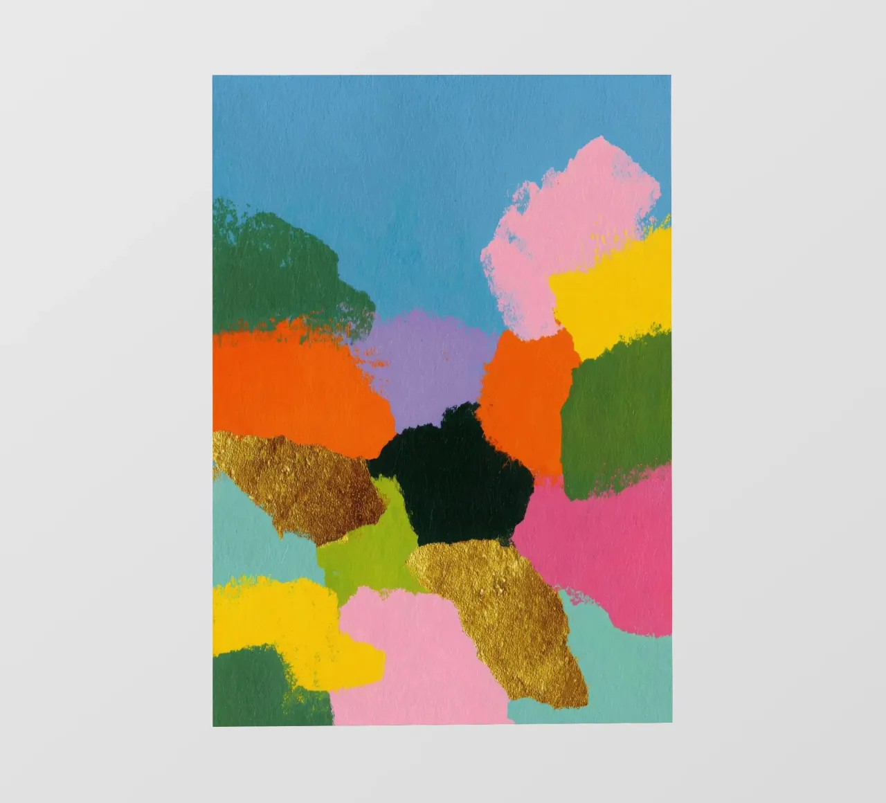 Composizione astratta di colori con accenti dorati telo in pvc da Nikis Art Studio