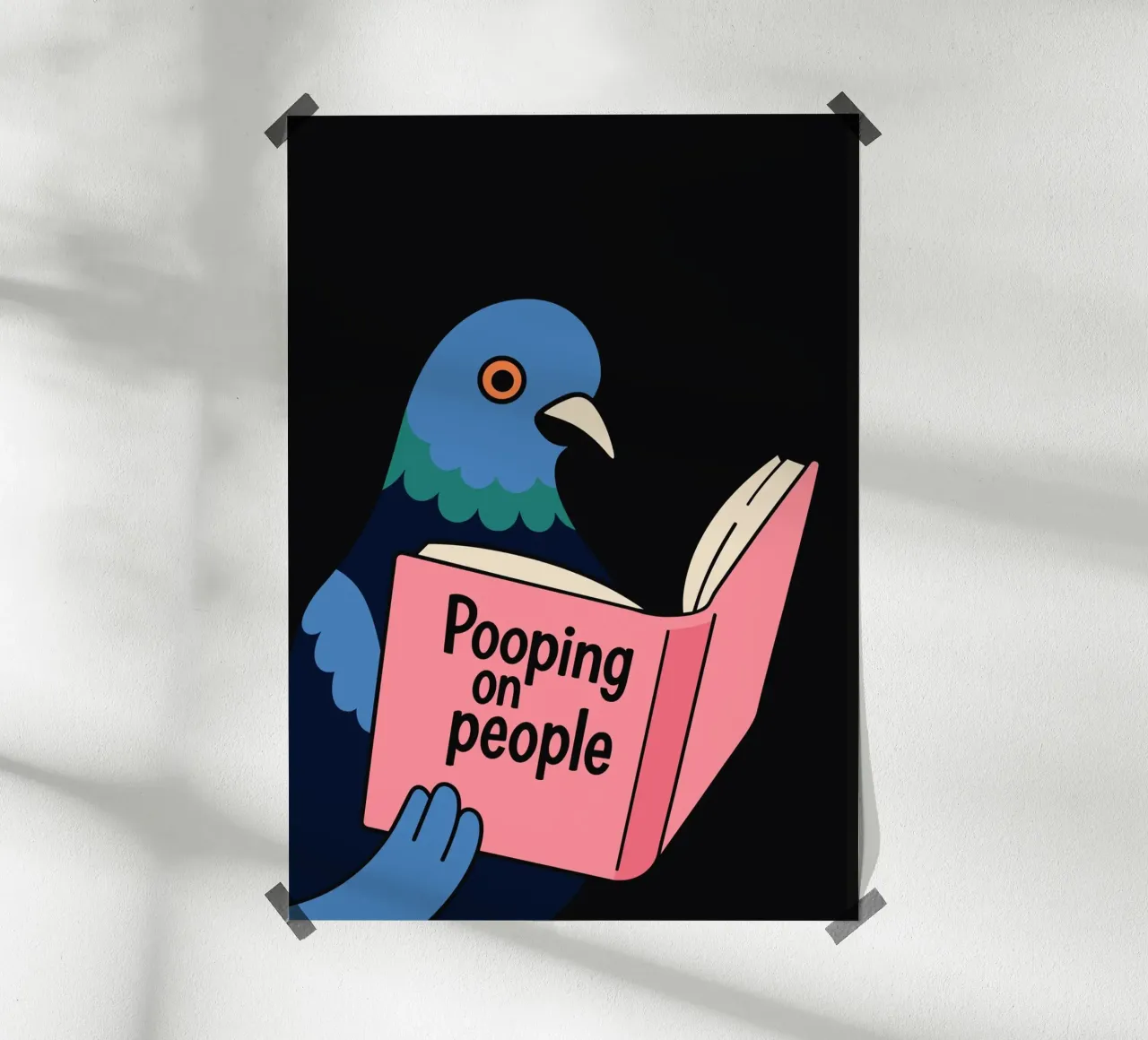 Pigeon Reading "Pooping on People" carta hahnemühle da edsonramosart