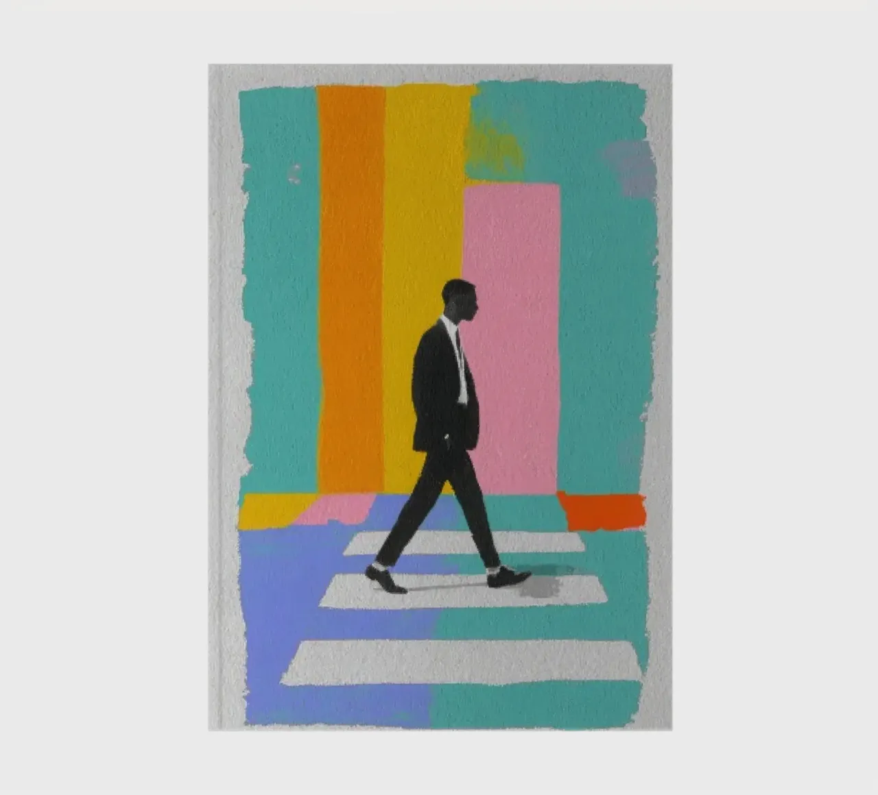 Man on zebra crossing in pastel colours notebook by Nikis Art Studio