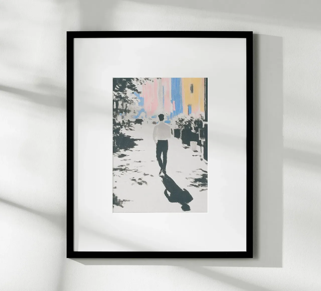 Uomo per strada in colori pastello carta hahnemühle da Nikis Art Studio