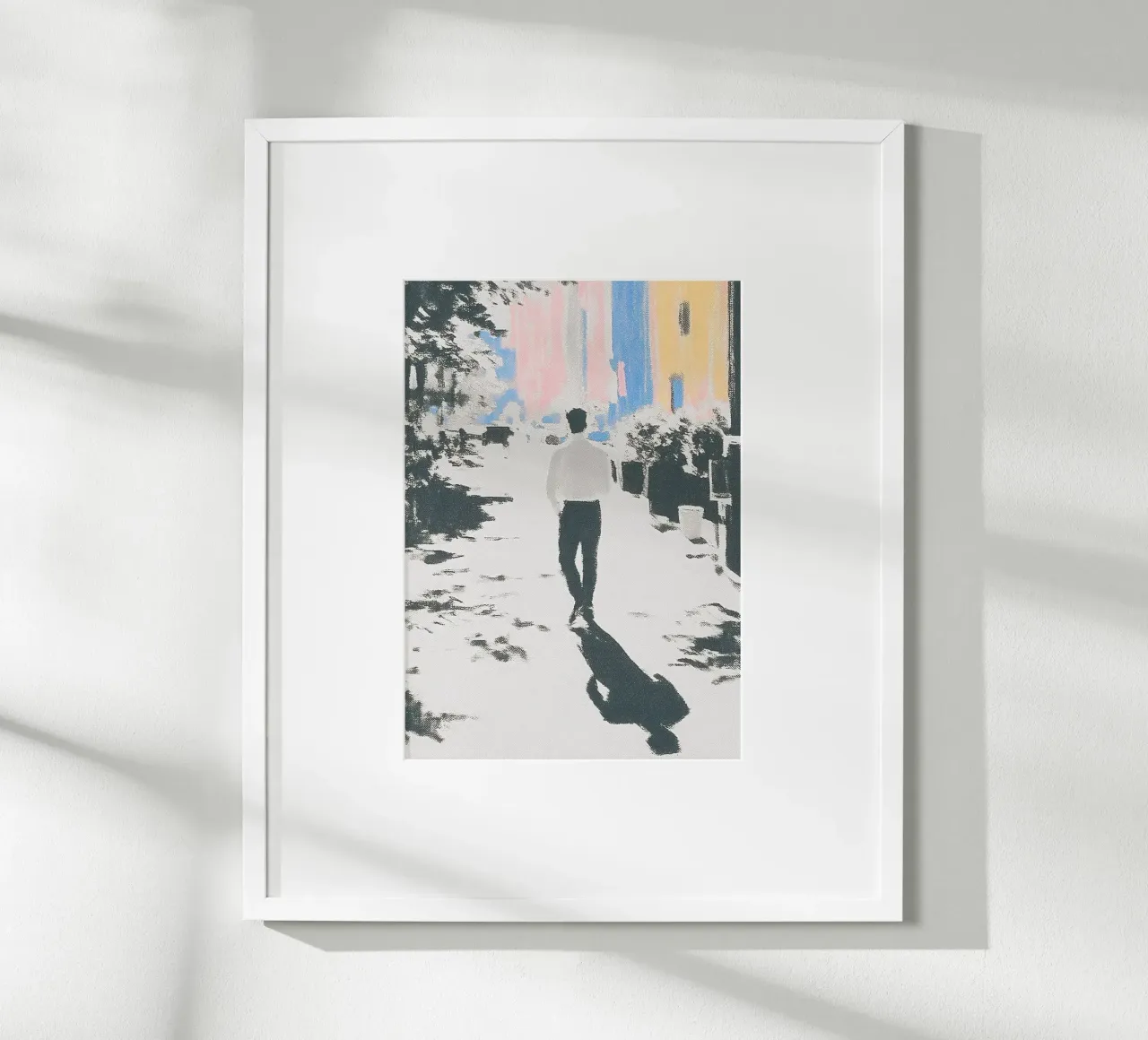 Uomo per strada in colori pastello carta hahnemühle da Nikis Art Studio