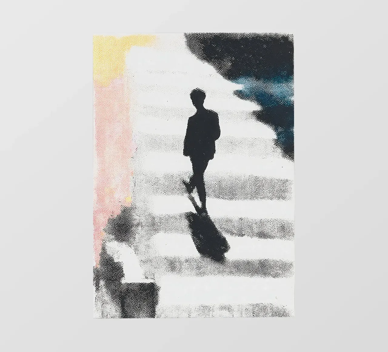 Uomo in strada con ombra telo in pvc da Nikis Art Studio