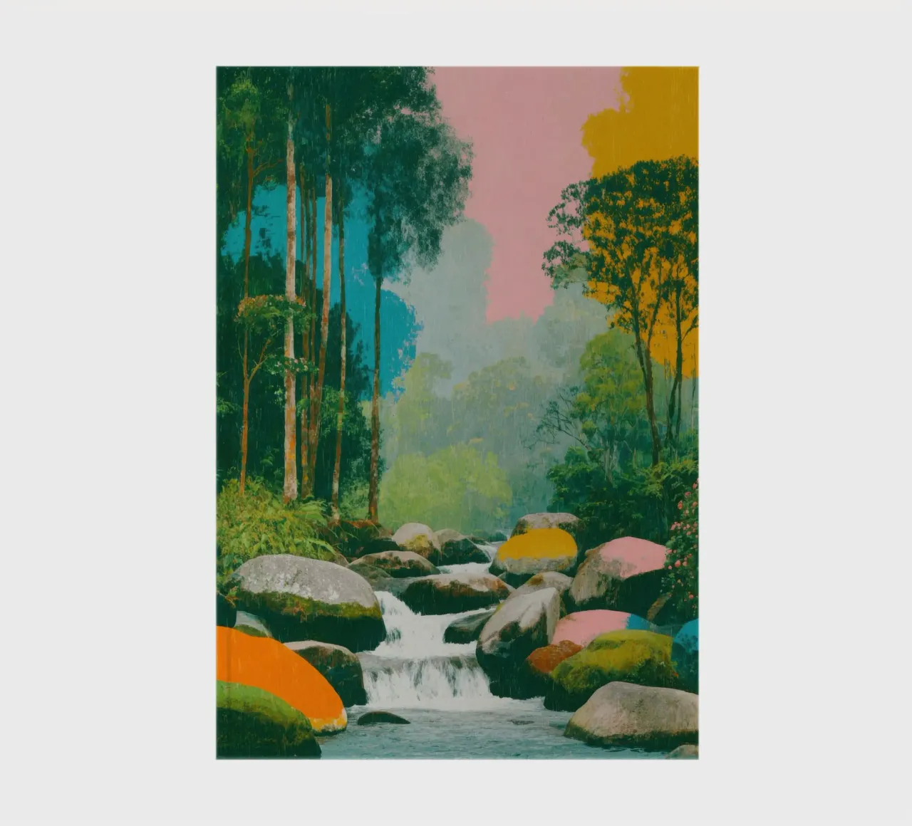 Fiume nella foresta in colori retrò diario da Nikis Art Studio