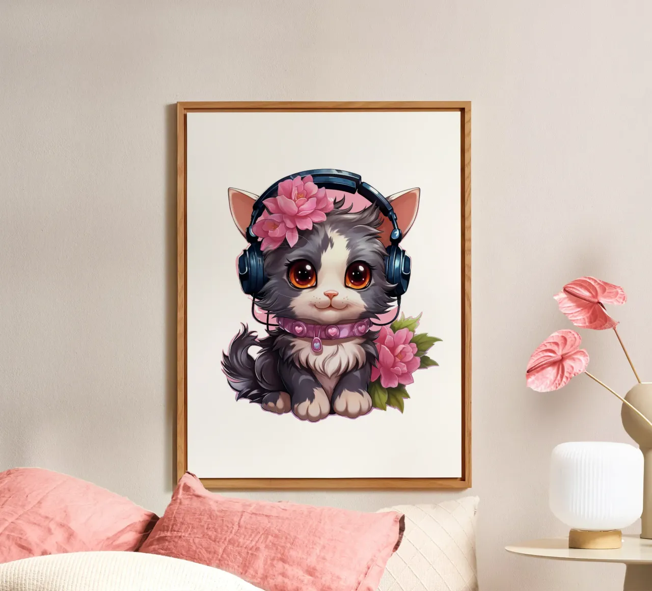 Miao con le cuffie alluminio dibond da Carinaprint