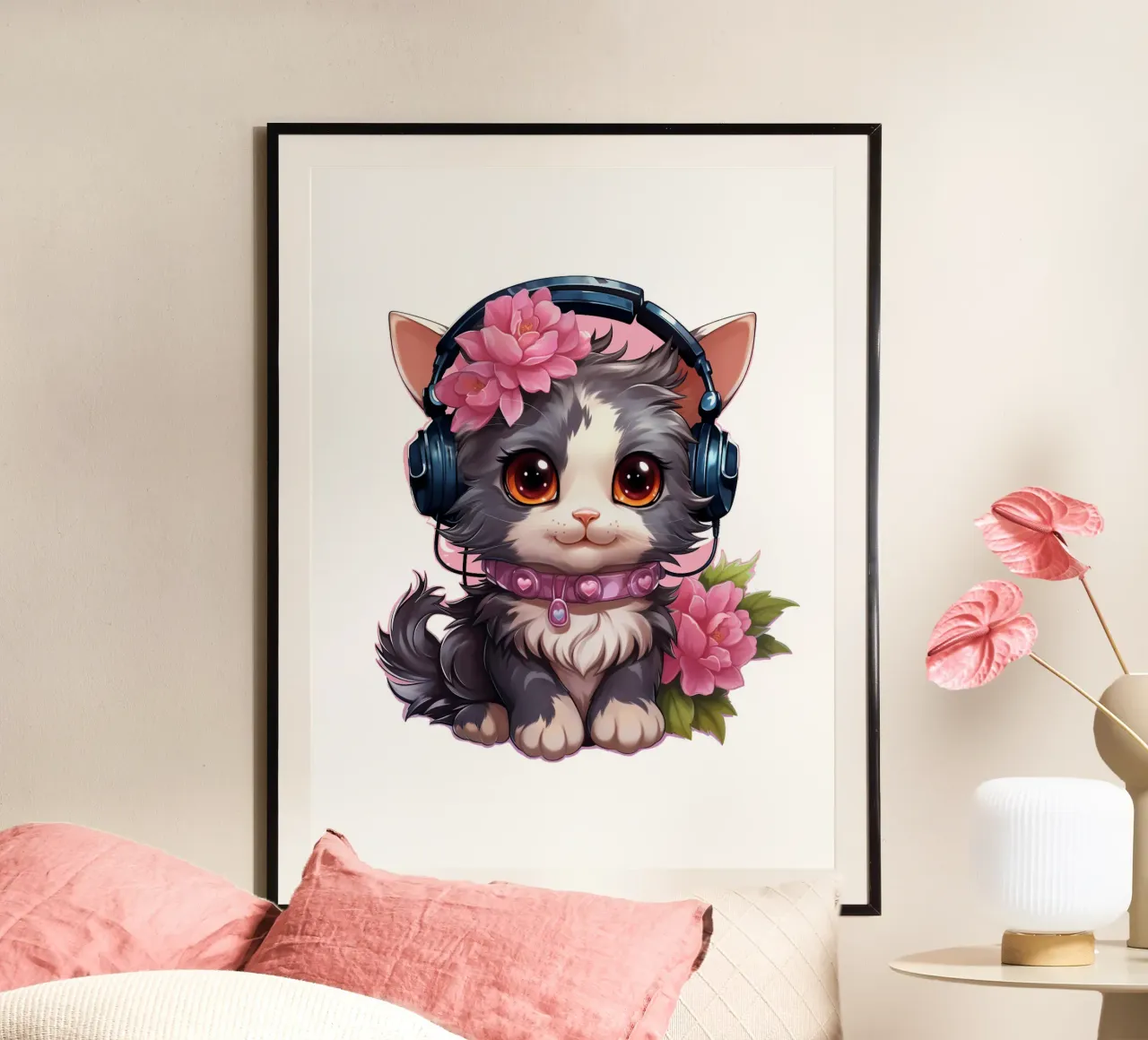 Miao con le cuffie carta hahnemühle da Carinaprint