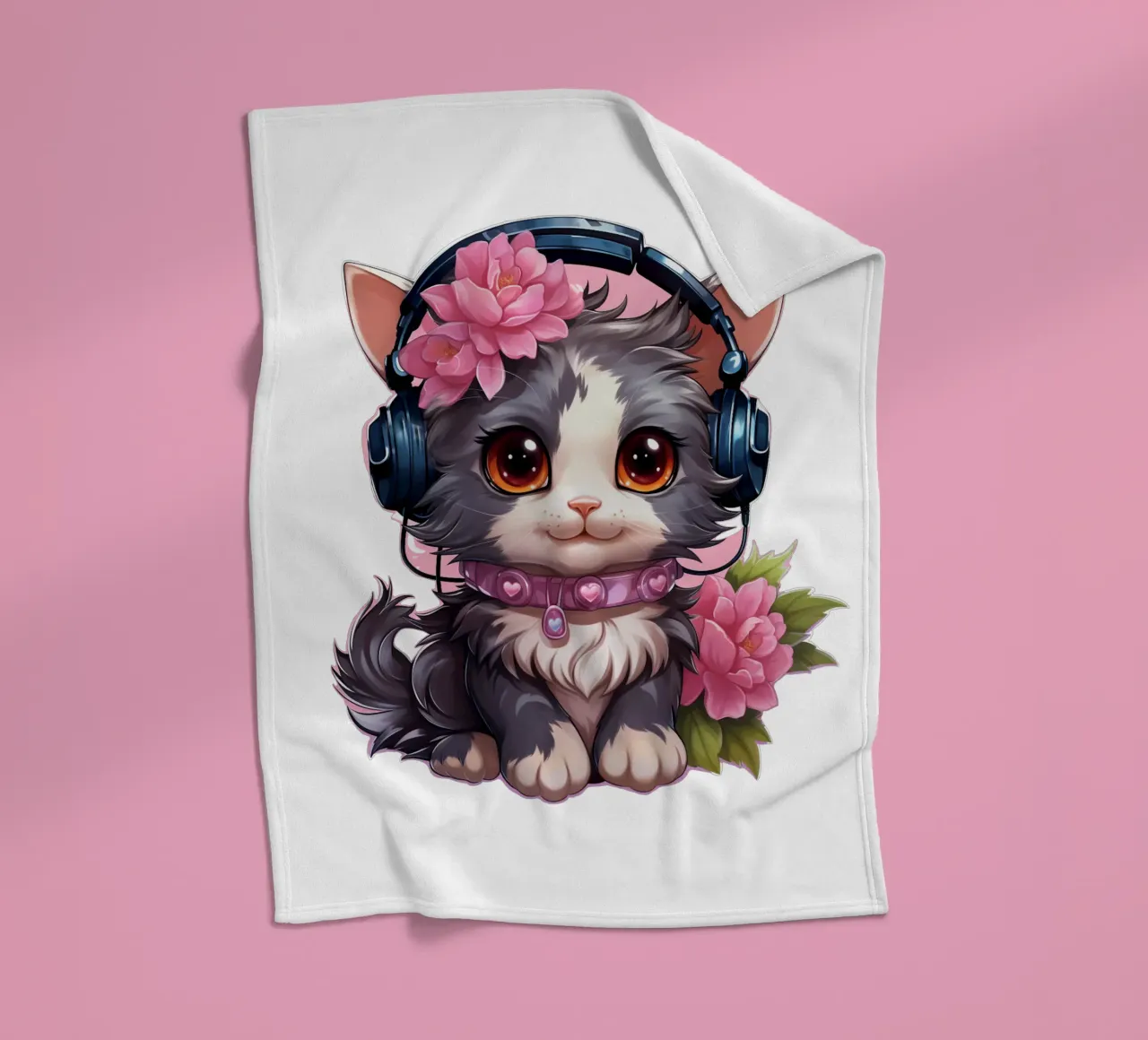 Miao con le cuffie coperta in pile da Carinaprint
