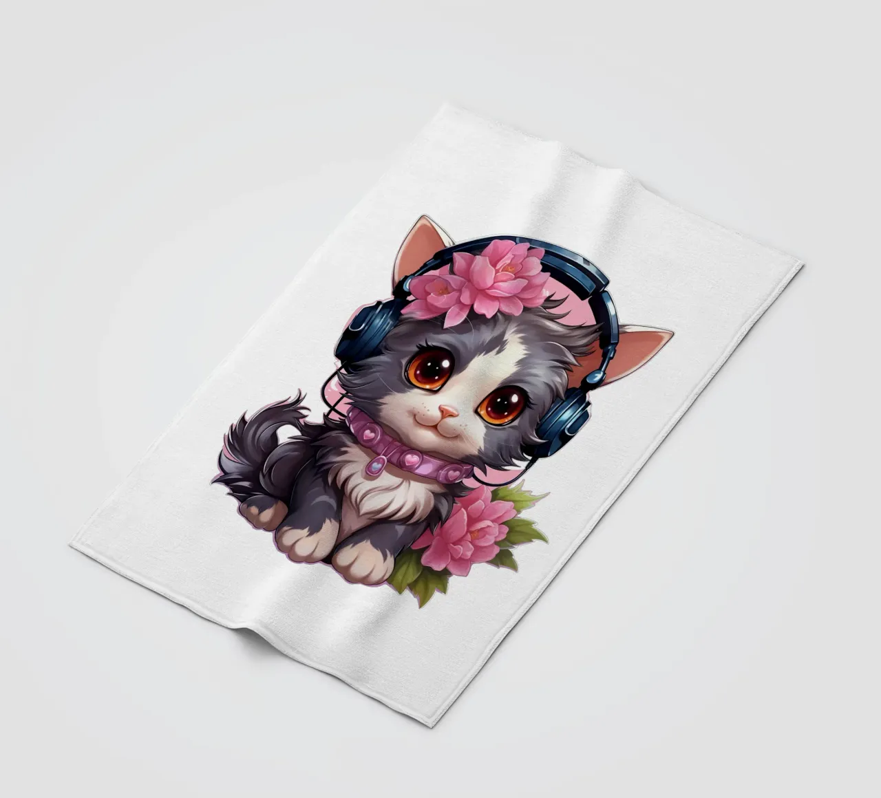 Miao con le cuffie coperta in pile da Carinaprint