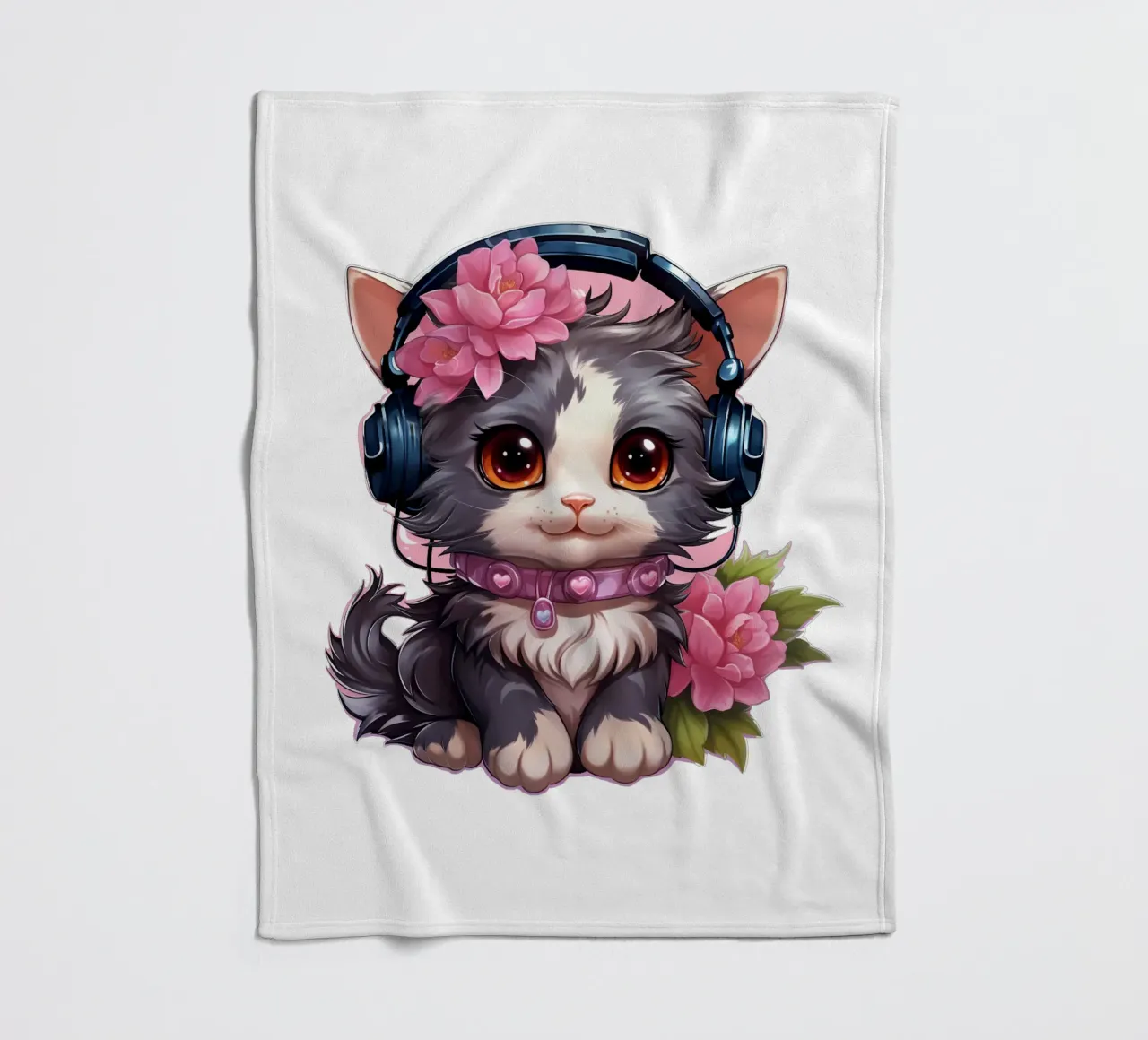 Miao con le cuffie coperta in pile da Carinaprint