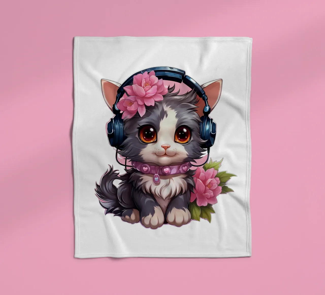 Miao con le cuffie coperta in pile da Carinaprint