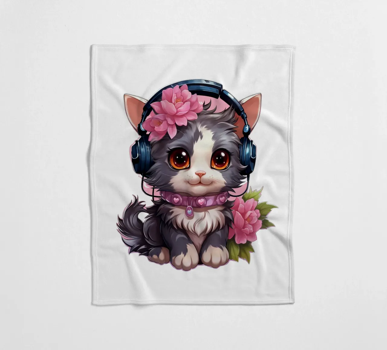 Miao con le cuffie coperta in pile da Carinaprint