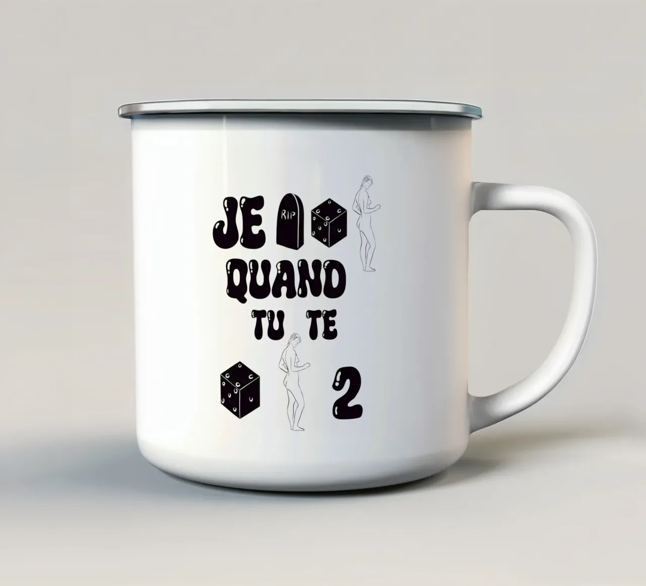 Je tombe des nu quand tu te dénude tazza in smalto da RÉBUS REBUS