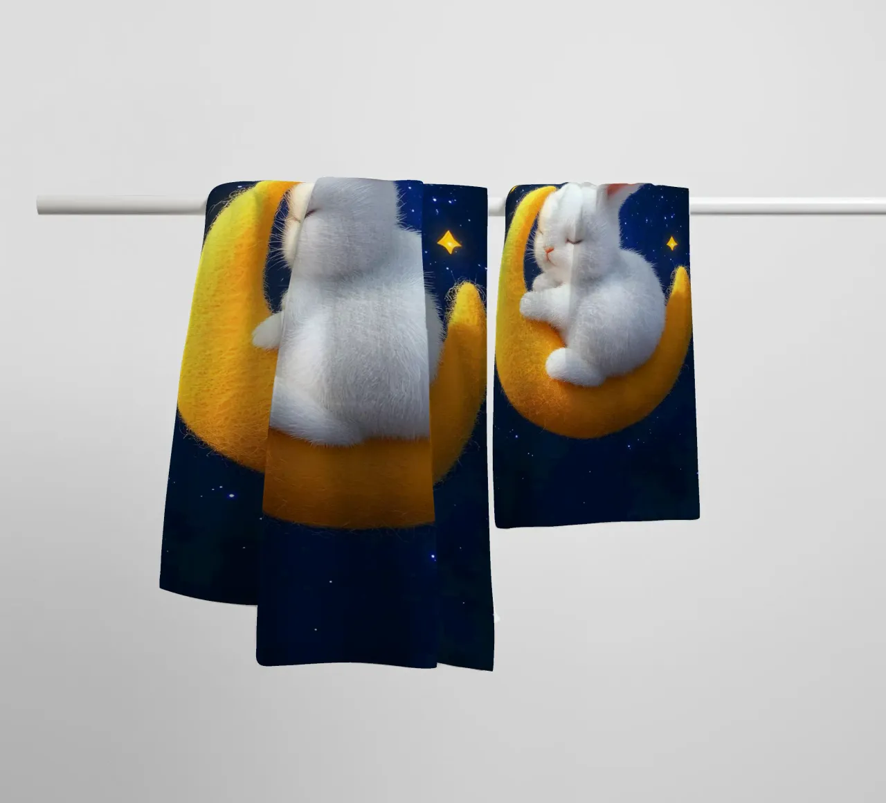 Chiaro di luna e coniglietti asciugamano da bagno da M-Ulrich-Digital Art