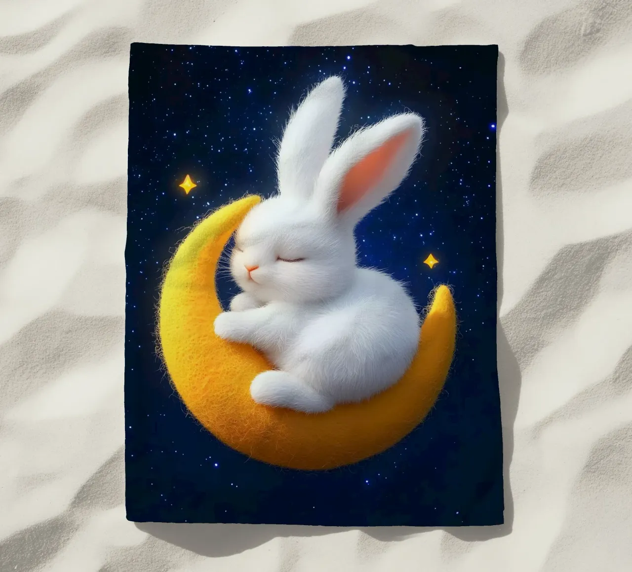 Chiaro di luna e coniglietti telo mare da M-Ulrich-Digital Art